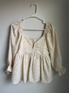 Entro Yellow Floral Babydoll Blouse